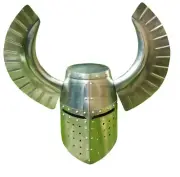 Medieval Knight 18 Gauge Steel Great Helmet with Teutonic Crest Wing Helmet