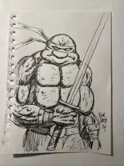 Teenage Mutant Ninja Turtles Leonardo Original Art Drawing By Frank Forte Comics