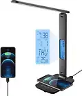 LED Desk Lamp with Wireless Charger, USB Charging Port, Table Lamp ,Black