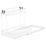 2 Tier Pull Out Cabinet Organizer with Sliding Wire Drawer, White