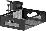 Jubepk Under Desk Organizer, Clamp On Swivel Pencil Drawer, Rotating Desktop Shelf for Stationery, Phones, Headphones, Water Bottles, Chargers, Notebooks, Home, Study,