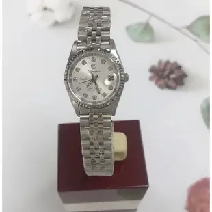 OP奧柏錶 女 時尚白面圓形 石英腕錶 (8936LS)