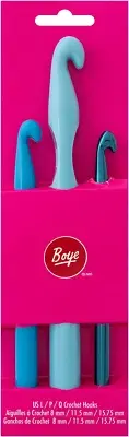3399101000 Ergonomic Crochet Hook Set, Size L P Q, Torqouise Green,Lightblue Sky