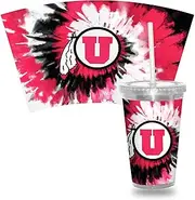Rico Industries NCAA Mississippi State Bulldogs Metallic Tye Dye 16oz Clear Tumbler W/Straw