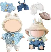 17cm Clothes for Doll, Cute Plush Clothes with Sweater Pants Hats Bib Pants, Doll Clothes for 17cm Doll, Boy and Girl for Best Gifts(not including doll)