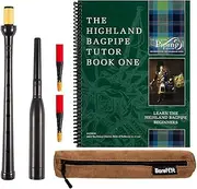 Frazer Warnock Standard Bagpipe Practice Chanter, The Piping Center of Scotland Tutor Book for Highland Bagpipes, 2 Quality Reeds, Breathable Case and Reed Tube Bundle