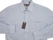 NEW $195 Hickey Freeman Dress Shirt! 15 34 White, Blue & Black Stripes