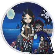 Cool Pirate Art Arrival of the Damned Round Beach Towel