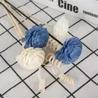 9Pcs Artificial Blue Beige Flower Rattan Reed Sticks Diffuser Bathroom Fragrance