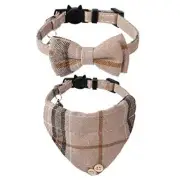 Breakaway Cat Collar with Bells - 2 Pack Cat Collar with Brown bow+bandana