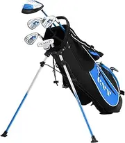 [KVV] Junior Complete Golf Club Set for Kids/Children Right Hand, 8-10/11-13 Years Old 4/5-Piece Set Includes Oversize Driver, Irons, Putter, Head Cover, Portable Golf Stand Bag