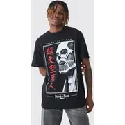 Mens Tall Attack On Titan Anime Printed Licensed T-shirt In Black