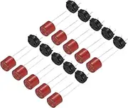 uxcell 10Set Cylindrical DIP Mounted Miniature Round Slow Blow Micro Fuse with Fuse Holder for Electronic Parts PCB LCD Repair, T-250mA 250mA 250V, Red