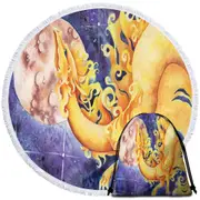 As the Sun Dances Yellow Dragon Art Round Beach Towel