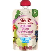 Heinz Smoothie Pear, Berry, Oat, Greek Yoghurt Baby Food 8+ M 120g