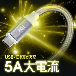 【PQI 勁永】USB-C to C 60W 100公分編織快充線