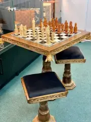 Wooden Chess Table Chess Table with Chairs with Classic & Stylized Pieces