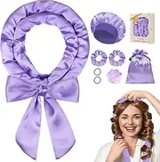 Ystrybo Satin Heatless Hair Curler, Heatless Curls Overnight Hair Curlers to Sleep In, Hair Curlers No Heat Curls Overnight Hair Curlers, Heatless Curling Set for Women Long Hair - 8 Pcs (Purple)