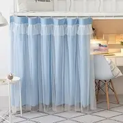 SIQITECHUK Bunk Bed Bottom Curtains Mid-Sleeper Tent Canopy Blackout Bed Canopy Dustproof Mosquito Shading Nets Moveable Privacy Draperies for Single Bunk Bed Bottom (Blue)