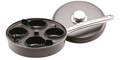Non Stick Egg Poacher Pan Skillet Lid Aluminum Eggs Poaching Cup 8 Inch 4 Cups
