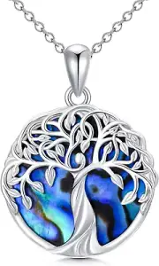 Gifts for Christmas Tree of Life Pendant Necklace Blue Crystal Sterling Silver