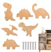 Animal Shape Drawer Knobs - 6pcs Wooden Knobs, Kids Dresser Pulls | Cabinet Knobs Dinosaur Woodlands Animal Wooden Knobs, Multifunctional Furniture Knobs Decoration for Baby Room Closet Wardrobe