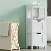 TOOLKISS Bathroom Storage Cabinet 89cm – Slim Floor Standing Toilet Drawer Organizer with Anti-Toppling Device, White – Perfect for Bedroom, Living Room & Bathroom