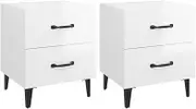 EVURU Industrial Nightstand, Set of 2, High Gloss White, 40x35x47.5 cm