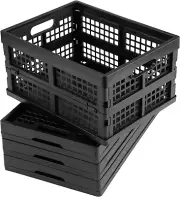 Eslite 16L Plastic Collapsible Storage Crates,Folding Crates Storage,Pack of ...