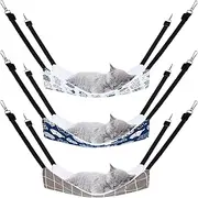 Pedgot 3 Pack Reversible Cat Hanging Hammock with Adjustable Straps and Hooks Double-Sided Pet Cage Hammock Hanging Bed Resting Sleepy Pad for Small Animals Pets, 23.6 x 20 Inches