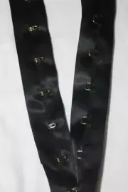 3 yards BLACK Satin Gold metal hook eye tape BTY Corset Closure Gothic 1" wide