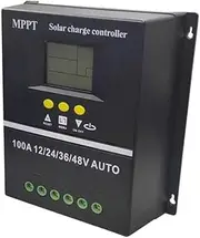 100A MPPT Solar Charge Controller LCD Display Intelligent Regulator Charge for Lead- Battery Dual USB Ports Aluminum Alloy Heat Sinks