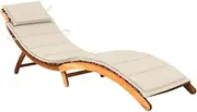 Sun Lounger, Outdoor Sun Lounge Patio Chaise Lounge Reclining Chair Recliner Chair Garden Sun Lounger with Cushion Solid Wood Acacia