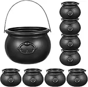 Candy 9PCS Cauldron with Handle Black Candy Cauldron Lightweight Plastic Candy Holder Black Cauldron for Halloween Party Decoration Supplies Kids Cauldron Trick or Treat Bucket