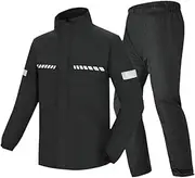 Vaveren Rain Suit for Men Lightweight Reflective Strip Rain Coat for Motorcycle Trekking