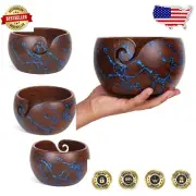 Handmade Rosewood Yarn Bowl with Fractal Design - Crafting Elegance for Knitters