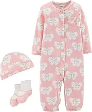 [Carter's] Carters Baby Girls 3-pc. Butterfly Take Me Home Layette Set 6 Months Pink/White