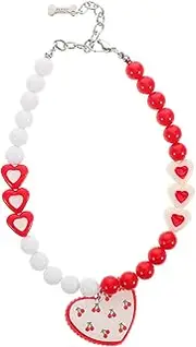 PERSELOSO Beaded Cat Collar Heart Breakaway Cat Collar Adjustable Small Dog Accessories Kitten Necklace Collar for Pet Party Dress Decor
