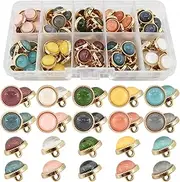 12mm 100Pcs Metal Shank Pearl Buttons, Assorted Stunning Resin Pearl Sewing Button Vintage Colored Clothes Buttons for Clothing, Bags and Craft Projects