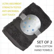 2-PK New Bounce Towel Soft Touch Anti-microbial Absorbent Hand Towels Gray