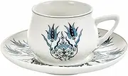KARACA Iznik New Form Set of 6 Coffee Cups 90 cc, Small Porcelain Espresso Cups and Saucers, Turkish Coffee Cup, Set of 6 Demitasse Cups 3 oz for Specialty Coffee Drinks, Single/Double Espresso Set