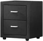 Bedside Table with 2 Drawers, Faux Leather Upholstered Drawer Bed End Side Table