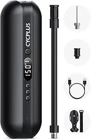 CYCPLUS Air Pump I50PSI Electric Compressor Portable Bicycle Pump Mini Tyre Pump with Digital LED Display LED Light Rechargeable Li-ion 12 V for All Bicycles Motorcycles and Cars