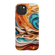 For iPhone 15 Plus Tough Case Compatible with MagSafe Swirling Gold