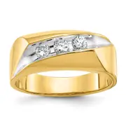 14k Yellow Gold with White Rhodium Men's Diamond Ring Mounting