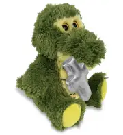 DolliBu Big Eye Alligator Stuffed Animal with Silver Cross Plush - 6.5 Inches