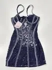 SAVAGE X FENTY Framed In Denim Slip Lace Dress In Navy Blue Size Small NWT