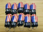 12 US Keychains Mini boxing gloves key chain ring flag