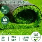 2x10m 15mm Artificial Grass Synthetic Fake Lawn Turf Plant Roll Garden Outdoor