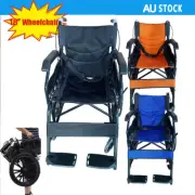 Foldable 18" Wheelchair Park Brakes Lightweight Soft Mobility Aid Disabled Fold